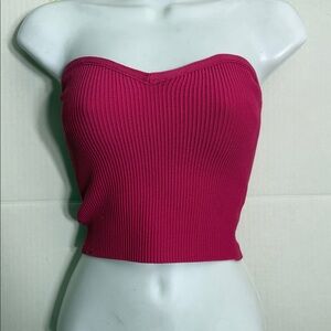 Aritzia Babaton eros pink Strapless Crop Top Sculpt Knit Sweetheart Tube Top